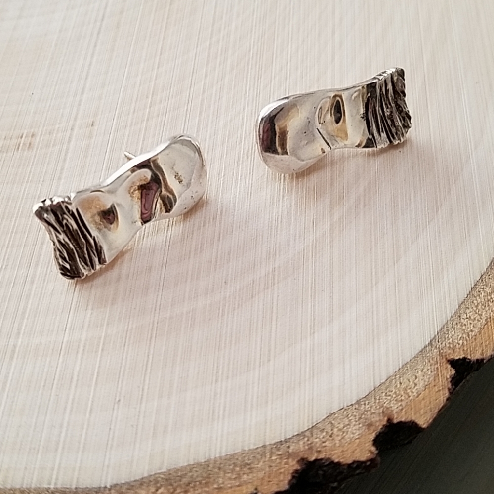 Silver Primitive Made Post Earrings